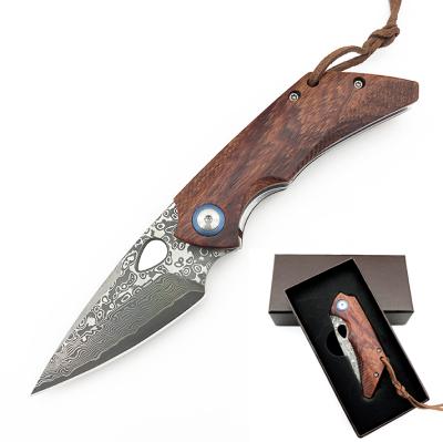 China Excellent Best Gift Small Handmade Damascus Folding Pocket Knife For Sale for sale