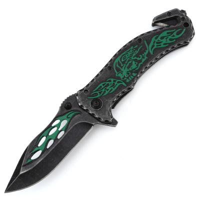 China Open Slide Fire Skull 3D Printing Pocket Knives Bulk Wash 3Cr13 Stainless Steel Hunting Folding Knife EDC Stone Camping Knives for sale