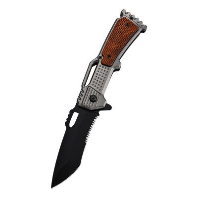 China Wholesale Strong Power Gun Shaped Wood Handle Outdoor Tactical Rescue Folding Military Knife for sale