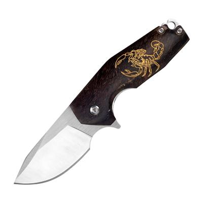 China Eco-friendly Christmas gift for men d2 knives rosewood handle folding camping survival scorpion knife for sale