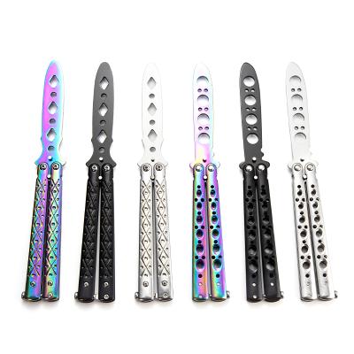 China Balisong Trainer EDC Combat Swing Knife Tactical Unsharp CS Folding Butterfly Knives Non-Variable Titanium Trainning Knife Go Weapen Instrument for sale