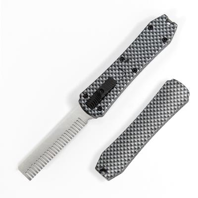 China Double Key Pocket Hidden Knife Comb Knife Self-Defense Carbon Fiber Handle Automotive Often Non-variable Action Knife Mini Auto Retract for sale