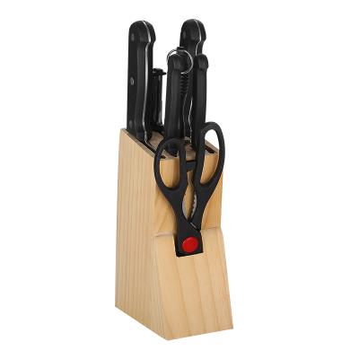 China Viable Low Price 8 Pcs Kitchen Knife Cutlery Set With Stand Chef Knife Set Cleaver Cleaver Knife Sharpener Stick Peeler Wood Shears for sale