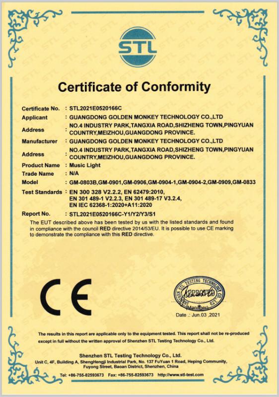 CE - Guangdong Golden Monkey Technology Co., Ltd.