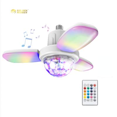 China Morden Led Blue-tooth E27 Speaker Bulb Deformation RGB Music Lamp Wireless With Remote Control Smart Fan Folding KTV Bulbs Stage Light for sale