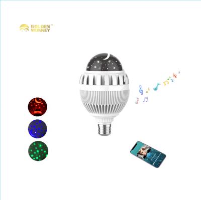 China Customized Morden E27 6w Blue Tooth Speaker Music Bulb Sky Moon RGB Music Light Led Projector Starry Night Light for sale