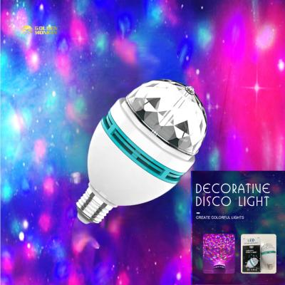 China Stage LED Light Bulb E27 Crystal Magic Ball Party Lamp 3W RGB DJ Lights Automatic Rotating Disco Colorful Led Stage Bulb for sale