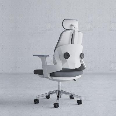 China White Ergonomic Design Chair Fabric Back Chair Swivel Ergonomic Rotating Sillas for sale