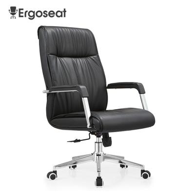 China Modern Comfortable Swivel Chair PU Office Rotation Chair Black Mid Back PU Chair for sale