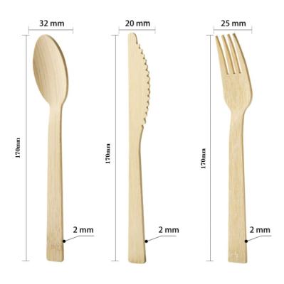 China 100pcs spoon fork knife disposable bamboo travel utensils cutlery disposable bamboo kitchenware cutlery set for sale