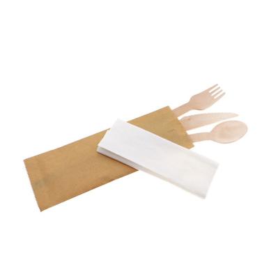 China wholesale kraft paper individual disposable wooden cutlery 4 in 1 cutlery set for sale