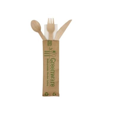 China Disposable party supplier 16 cm birch wood fork knife spoon cutlery set 300 pcs/mailer box DDP USA for sale