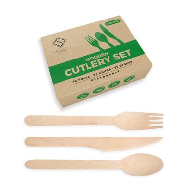 China Eco-Friendly Disposable Wooden bamboo cutlery set with case Knives Forks Spoons Utensil Sets for sale