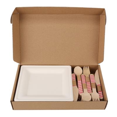 China 25-people dinner set, disposable natural materials tableware bagasse plate 7