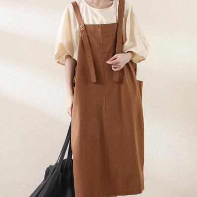 China Anti-Wrinkle Women Solid Colors Front Pocket Suspender Essential Casual Skirt for sale