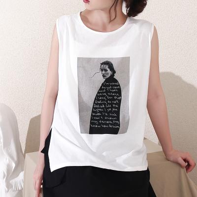 China 2021 Breathable Tank Top Pictures And Items Of Summer Women'S Printing Print Round Neck T-shirt Sleeveless Vest for sale