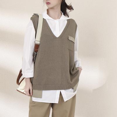 China 2021 New Elegant Solid Color Sleeveless Women's Winter Sweater Vest Breathable Casual Vest for sale