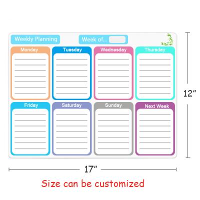 China New Design Dry Erase Rectangle Customized Magnetic Dry Erase Fridge Weekly Planner for sale