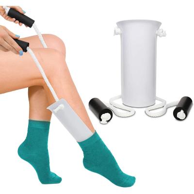 China Breathable flexible sock and stocking aid compression thongs aid puller with adjustable cords without bending for sale