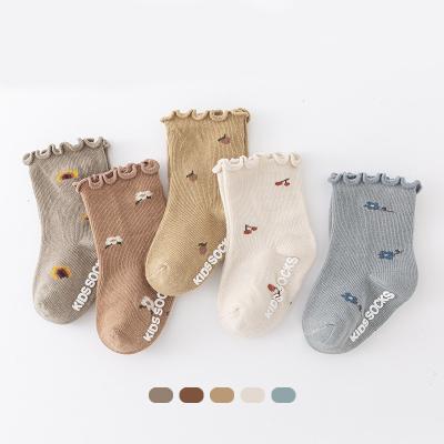 China QUICK DRY 0-5 Years Newborn Baby Solid Anti Slip Socks High Quality Combed Cotton Infant Socks For Girls Boys Floor Socks for sale