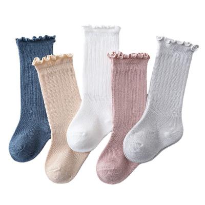 China High Quality QUICK DRY Toddler Ruffle Over The Knee Socks Babies Soft Cotton Long Bangs Spring Autumn Solid Newborn Baby Socks for sale