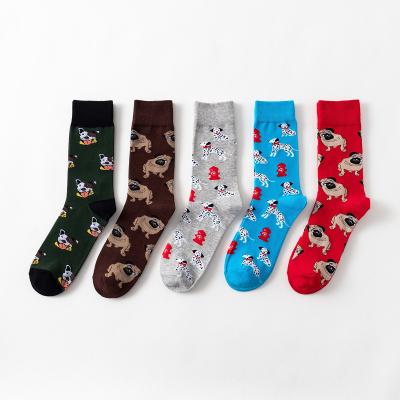 China Fashion Harajuku Style Pug QUICK DRY Dog Creative Hip Hop Men's Crew Funny Happy Cute Socks Dog Dogs Cartoon Colorful Dog Socks Men for sale