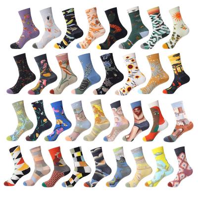 China New Style Hot Sale QUICK DRY Style Men Women French Crew Socks Fashion Harajuku Funny Creative Art Abstract Oil Painting Socks for sale