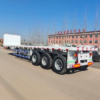 China 3 Axle 50ft Flatbed Trailer Flatbed Container Shipping Container Vending Truck Truck Semi Trailer for sale