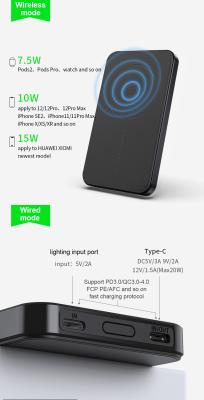 China Magnetic Fast Charging Support 5000mAh Wireless Charger Power Bank For iPhone 12Pro Max Battery Macsafe Charging Back Clip For iPhone13 With Magsafing for sale