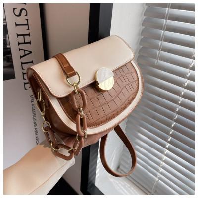 China 2022 Fashion New Fashion One-Shoulder Chain Contrast Color Bag Women's Retro Stone Handbags Small Square Bag for sale