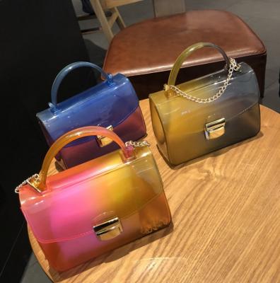 China Hot Selling New Fashion Gradient Jelly Cross - Body Bag PVC Clear Women Handbag Chic Shoulder Bag For Ladies for sale