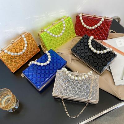 China 2021 fashion spring and summer hot selling high quality acrylic transparent jelly bag chain handbags for ladies for sale