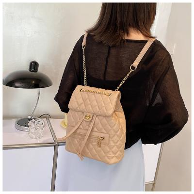 China 2021 High Quality Anti-theft New Style Fashion Central Institute of Statistics PU Rhombus Handbags Backpack Bags For Ladies for sale