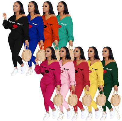 China Factory direct sales QUICK DRY hot sale women's sports suits high quality women's lip two-piece copy set in stock for sale