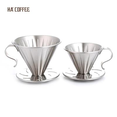 China Viable Reusable Coffee Baskets Filter Stand v60 Coffee Espresso Stainless Steel Drip Paper Espresso Wooden Coffee for sale