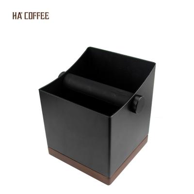 China Sustainable Wooden Coffee Grounds Container Box Bartender Coffee Residue Bucket Grind Waste Bin Coffee Kick Box for sale