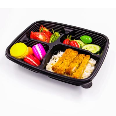 China 4 Party Lunch Set Disposable Plastic Box Fast Food Container PP Plastic Lunch Box With Clear Cover for sale