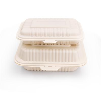 China With Compartments Eco Degradable Bio Compostable Food Clamshell 100% Bagasse Eco Food Container Takeaway Food Containers for sale