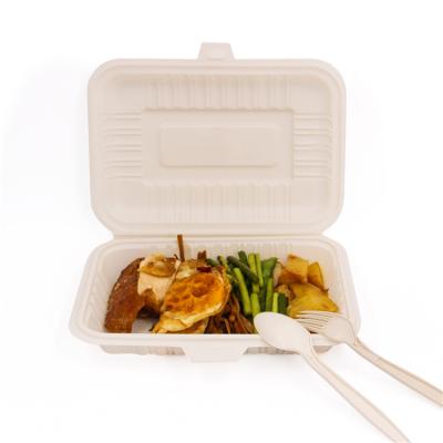 China With Clamshell Food Box 100% Meal Compartments White Material Microwavable Cornstarch Takeaway Lunch Box Biodegradable Biodegradable Box for sale