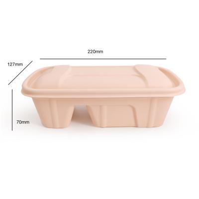 China With 2 Compartments Disposable Food Bowl Cornstarch Biodegradable Food Container With Lid Food Storage Boxes And Bins for sale