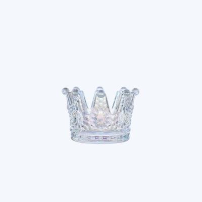 China Crystal Crown Home Candlestick Glass Decoration Candle Holder for Wedding Party and Table Dining for sale