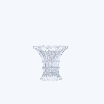 China Home Decoration Crystal Glass Taper Clear Gold Candlestick Candle Holder for Table Wedding Dining and Party for sale