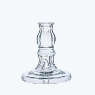 China Home Accessories European Clear Glass Home Living Room Decoration Candle Holder Glass Candle Holder for sale