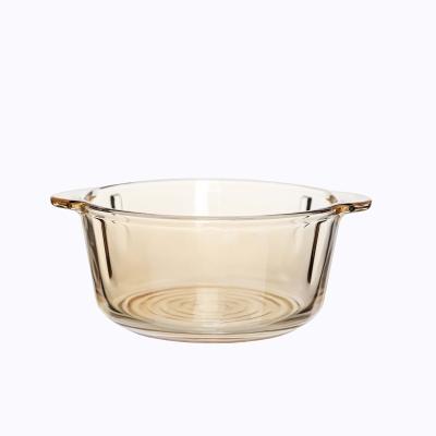 China Viable Amber Home Large Fruit Vegetable Salad Bowl Multifunctional Glass Bowl Fruit Dish Glass Bowl for sale