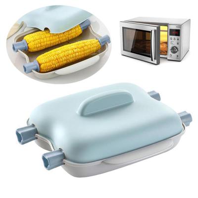 China Sustainable Corn Steamer Microwave Corn Cooker Quick Corn 2 Container Microwavable Easy To Cook Corn Kitchen Gadget for sale