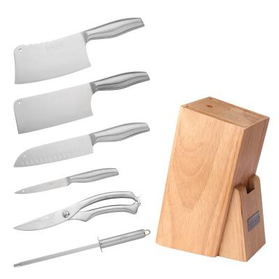 China Durable Sharp Durable 7 Pieces Stainless Steel Chef Cooking Kitchen Knife Set With Solid Wood Handle for sale