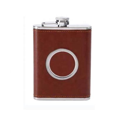 China New CLASSIC Customizable Stainless Bargain Sales 6OZ Leather Hip Flask for sale