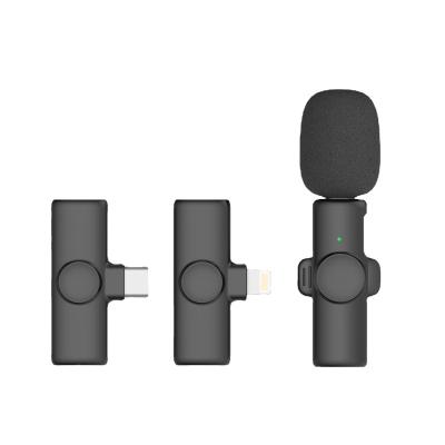 China Lavalier Microphone K11 Cheap Wireless  Lavalier Microphone For  iPhone or Type C Smartphone Recording Mini Black For Sports Live Stream for sale