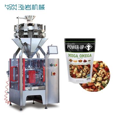 China 100g~5000g dry food multihead pillow bag fruit nuts weighing packing machine with multi head weigher for sale