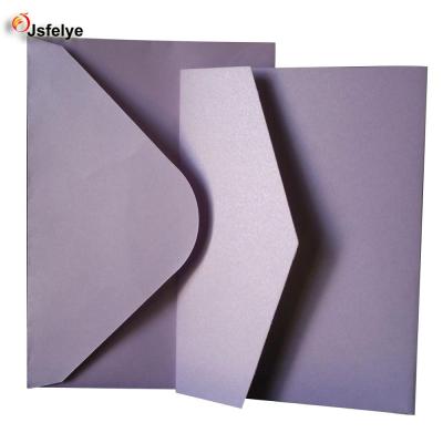 China Business Envelope Pearl Silver Pocket Fold Wedding Invitation Cards With Envelope Invites for sale